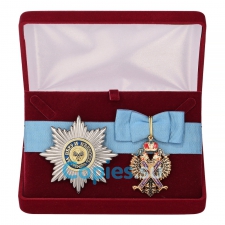 Знак и звезда Ордена Андрея Первозванного в подарочном футляре, муляжи
